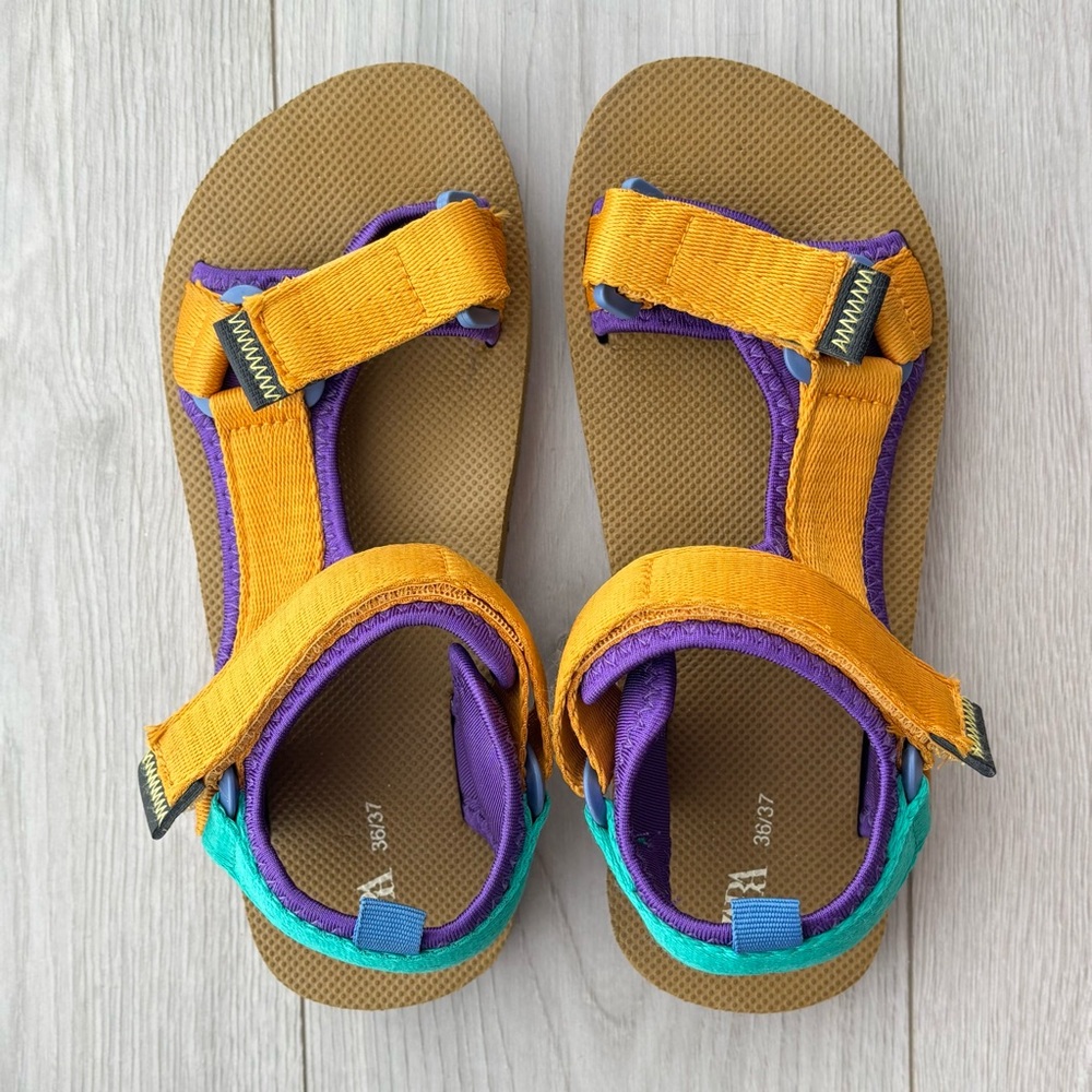 ZARA Women’s Multicolour Technical Sandals Size 36/37 Adjustable Pre-Owned